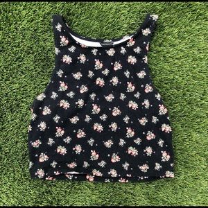 black floral cropped tank top